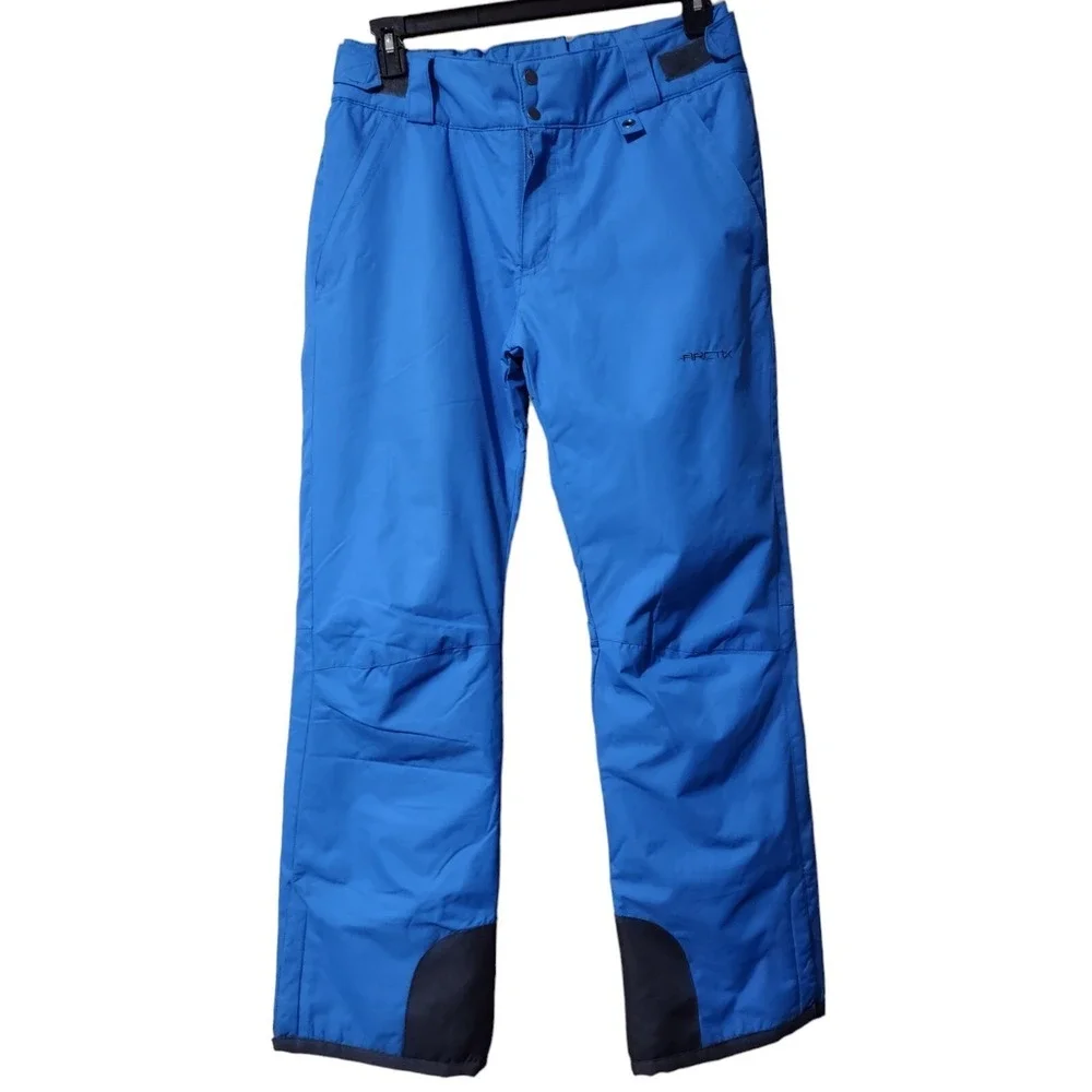 Arctix Insulated Snow Pant Women's Size Large Blue Zip Pockets Zip Snap Closure